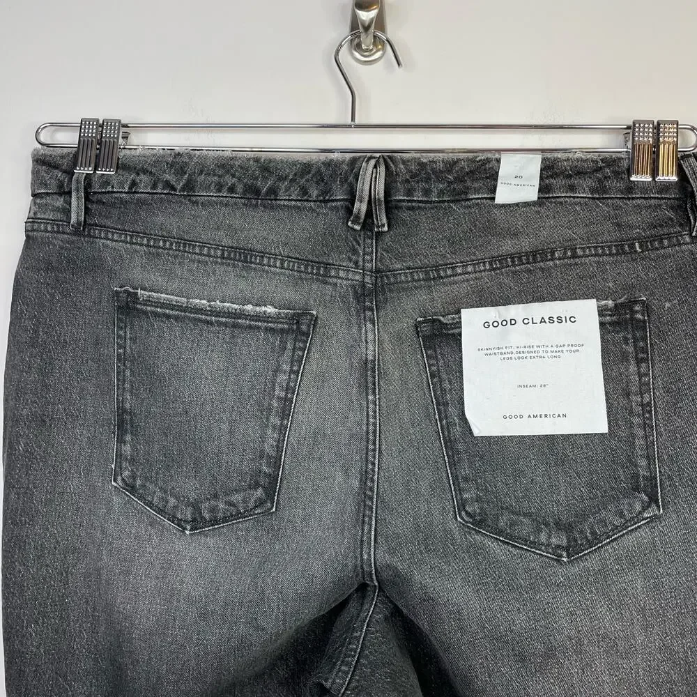 Good American Good Classic Low Waist Fray Black Gray Ankle Jeans womens 20 new - Picture 7 of 16
